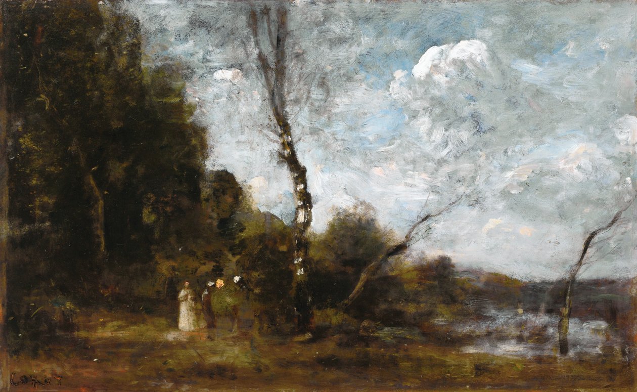 Három parasztasszony egy erdő mellett alkotó: Jean Baptiste Camille Corot