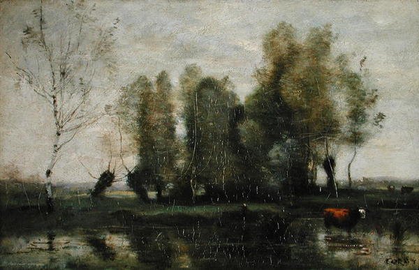 Fák a mocsaras tájon, 1855-1860 körül (olaj, vászon) alkotó: Jean Baptiste Camille Corot