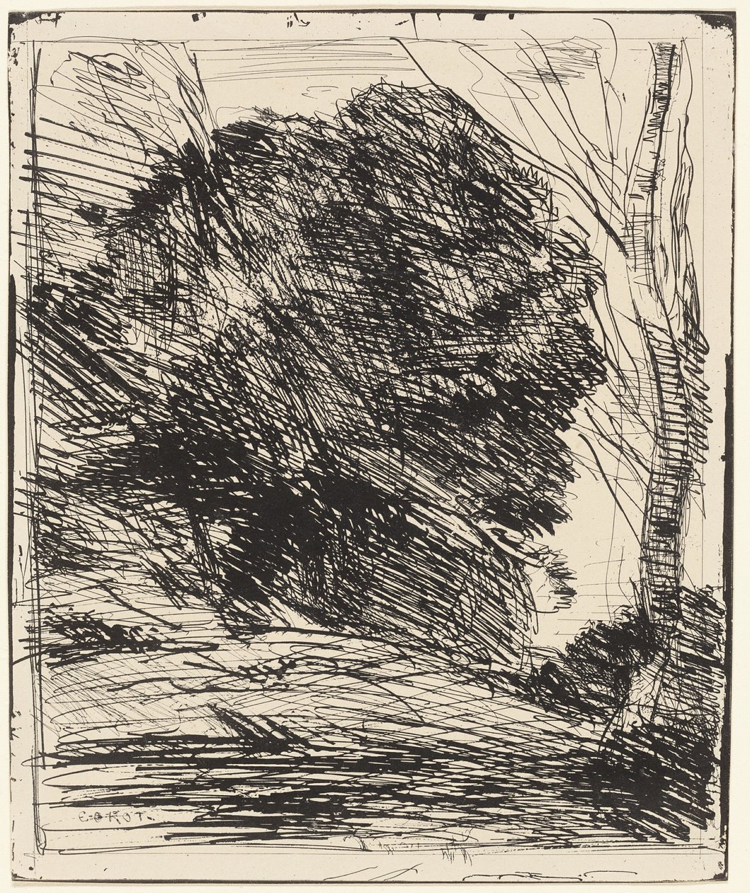 Fák a hegyoldalban alkotó: Jean Baptiste Camille Corot