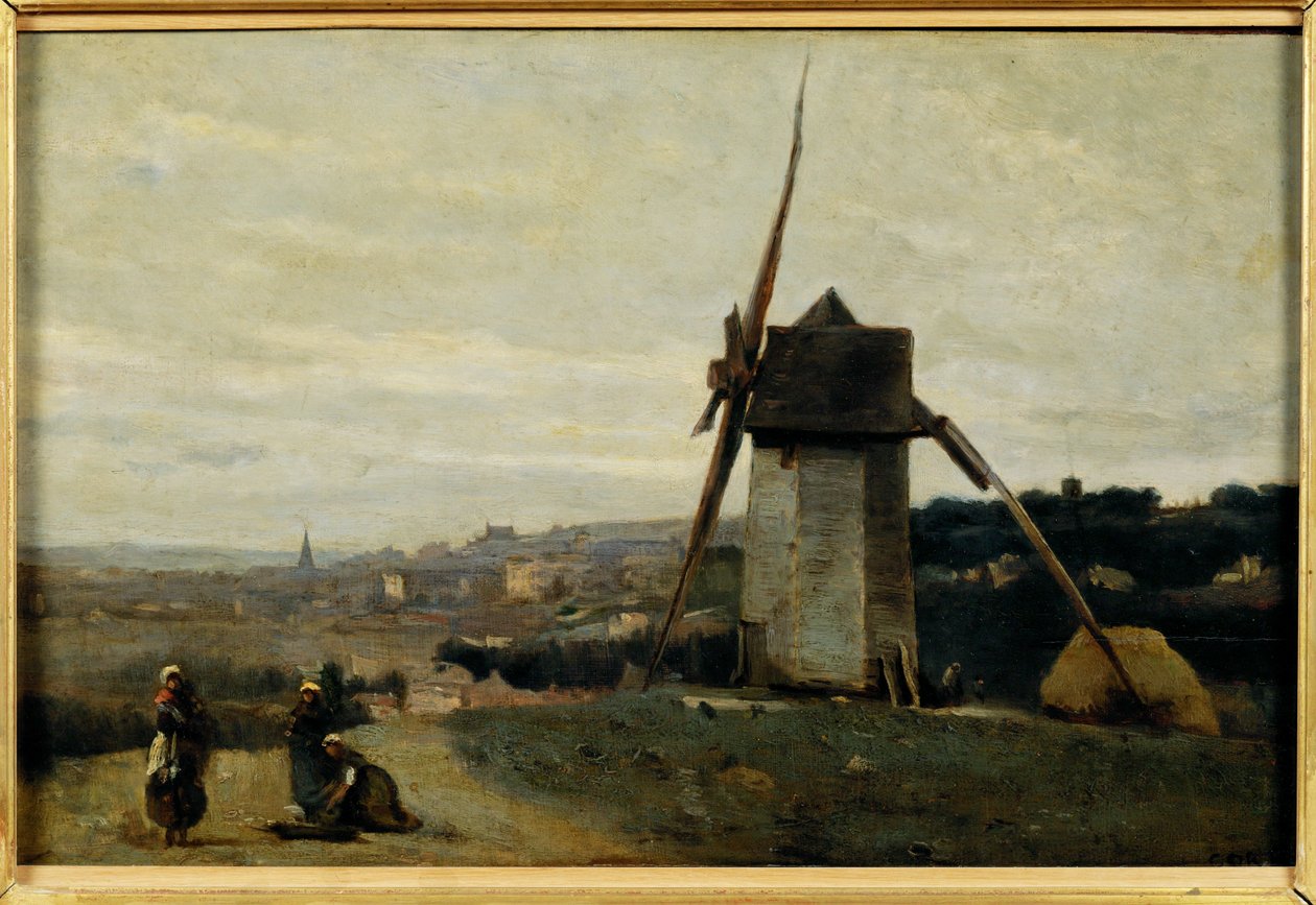 Un moulin a vent. Etretat - Szélmalom. Etretat ... alkotó: Jean Baptiste Camille Corot