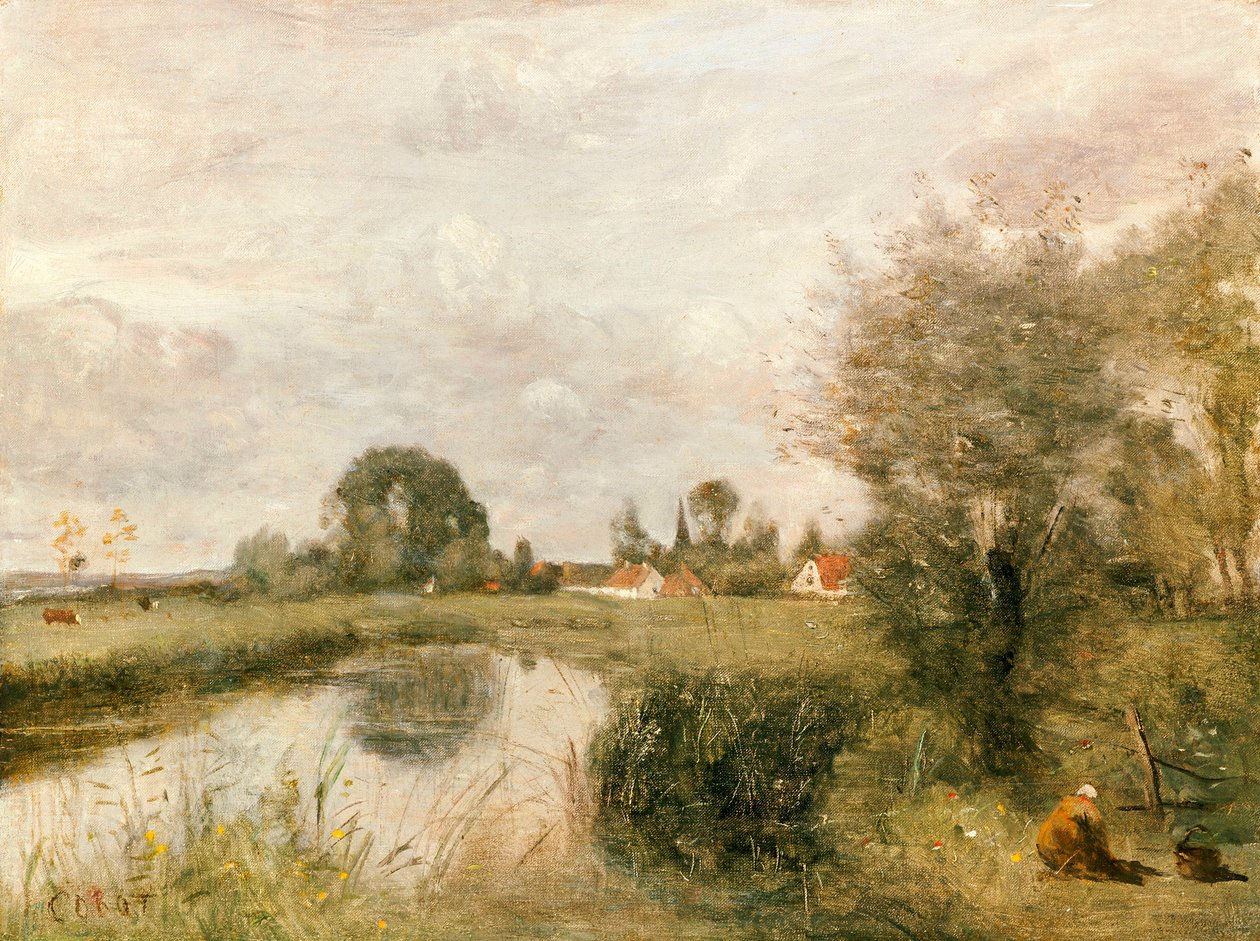 Arleux kilátása a Palluel-mocsarakról, 1873 alkotó: Jean Baptiste Camille Corot