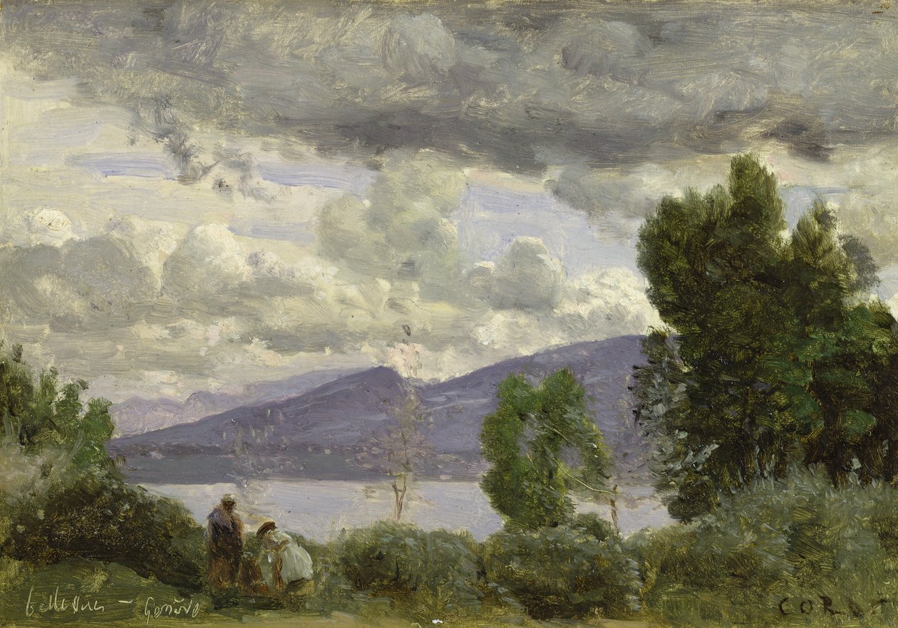 Kilátás a Chalet de Chenesre, Bellvue, Genf, 1857 alkotó: Jean Baptiste Camille Corot