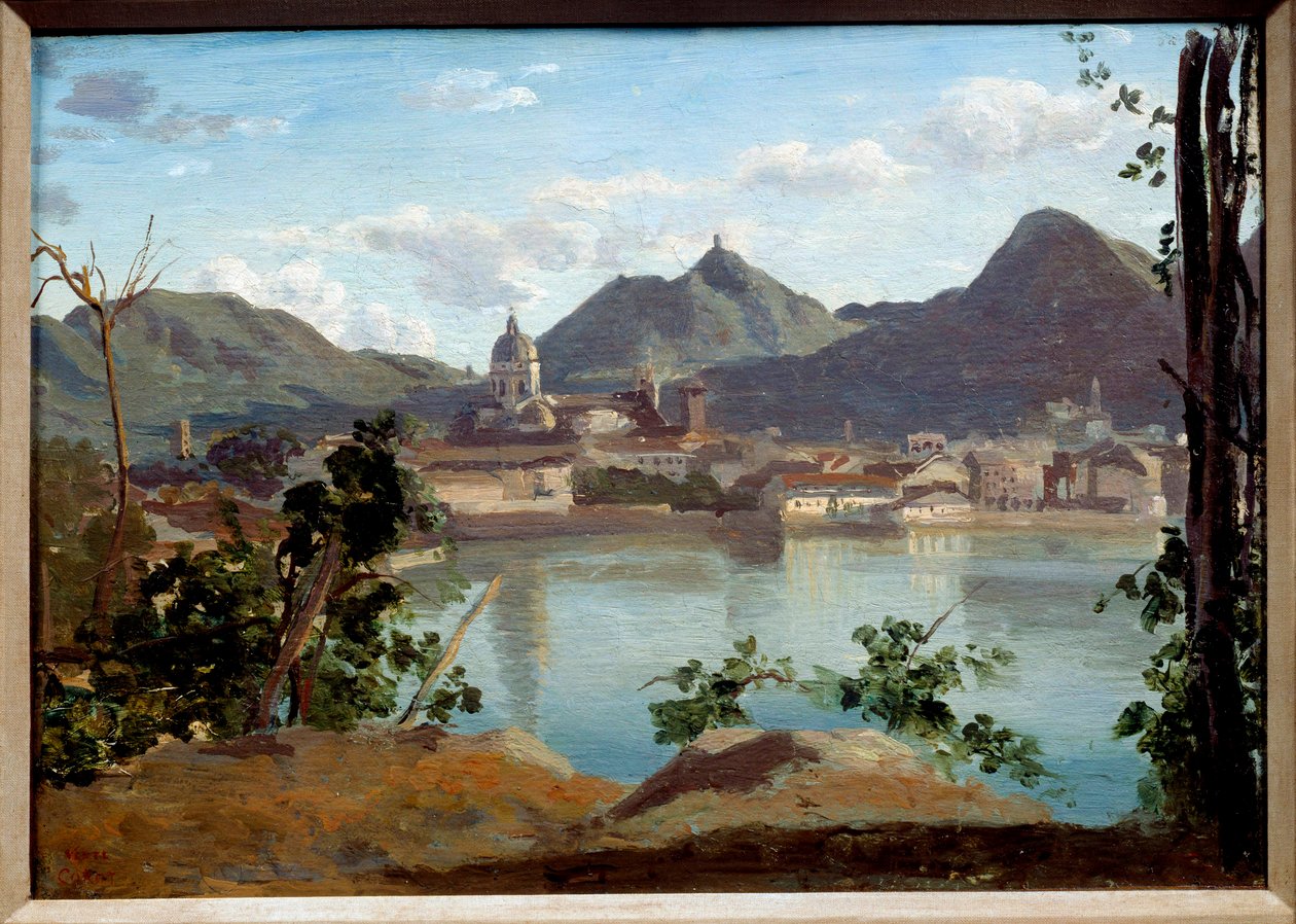 Kilátás a tóra és a Come városára Camille Corot (1796-1875) 1834-es magángyűjtemény festménye alkotó: Jean Baptiste Camille Corot