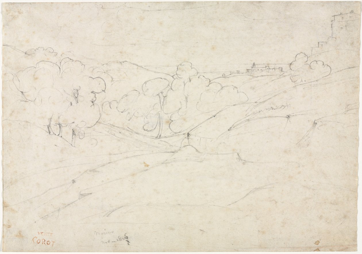 Marino recto látképe, 1827. alkotó: Jean Baptiste Camille Corot