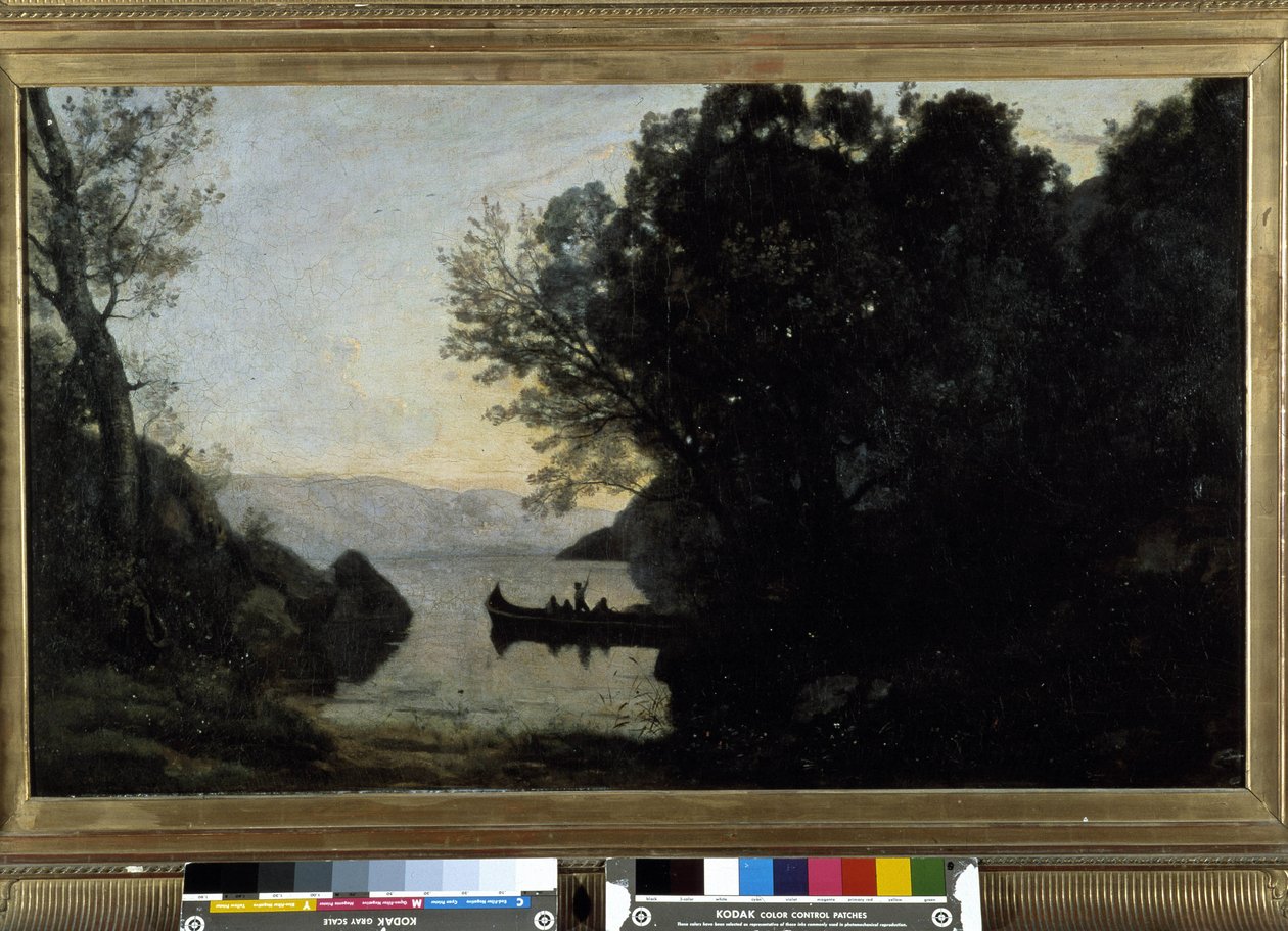 A kilátás az olasz tiroli Rivából készült alkotó: Jean Baptiste Camille Corot