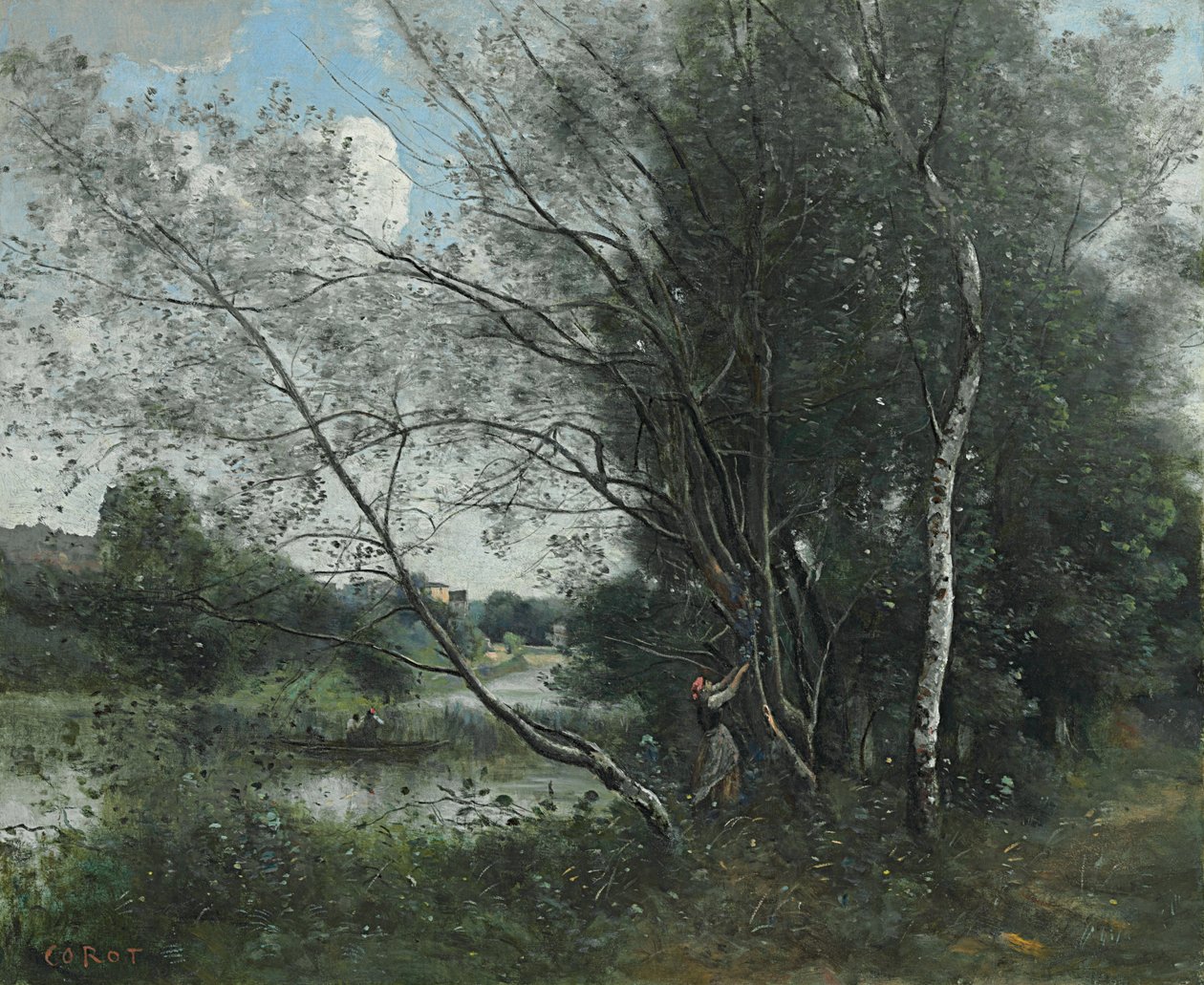 Ville-d"Avray, a tó ferde fával; Ville-d"Avray, l"etang a l"arbre penche, 1865-1870 alkotó: Jean Baptiste Camille Corot