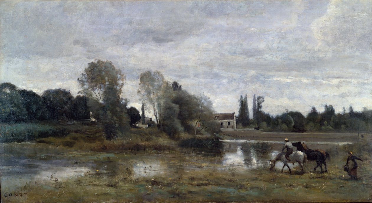 Ville dAvray, Lovak itatása, 1860-65 körül alkotó: Jean Baptiste Camille Corot