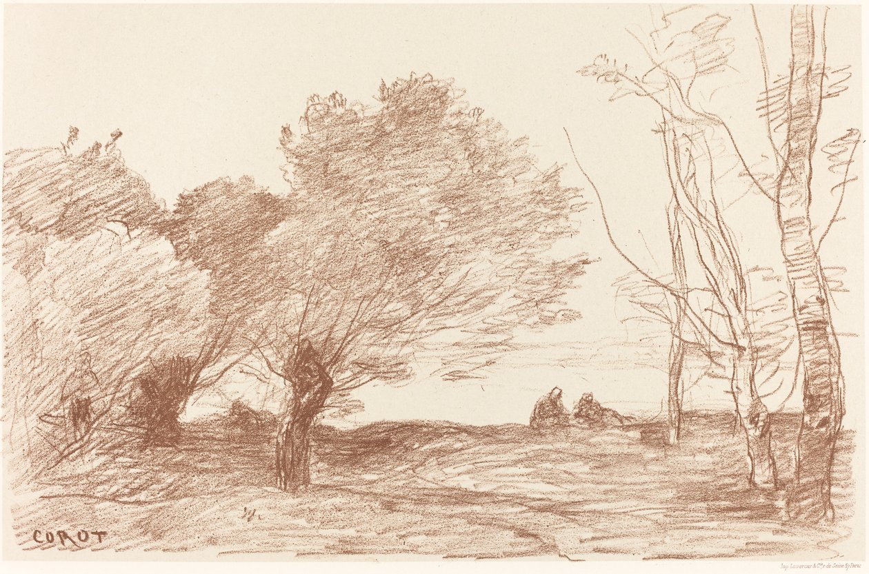 Fűz és fehér nyár (Saules et peupliers blancs) alkotó: Jean Baptiste Camille Corot