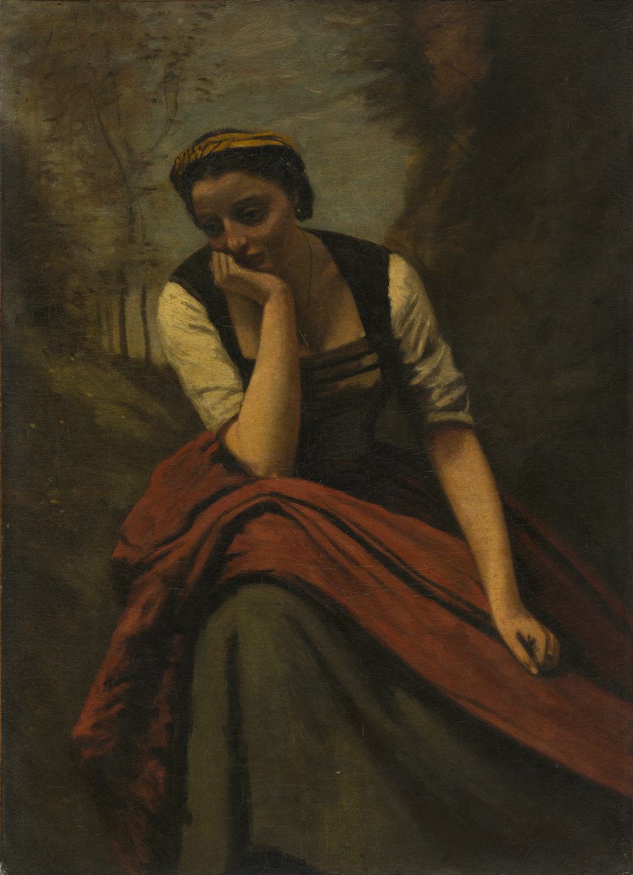 Meditáló nő, 1870 körül alkotó: Jean Baptiste Camille Corot