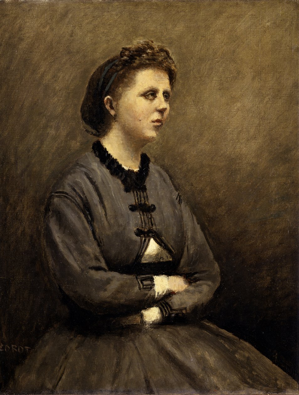 Szürke ruhás nő alkotó: Jean Baptiste Camille Corot