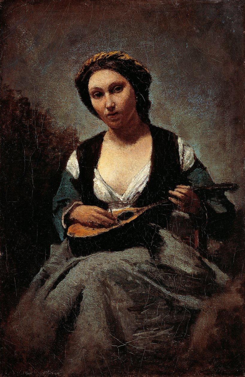 Nő mandolinnal, Jean-Baptiste-Camille Corot (1796-1875). alkotó: Jean Baptiste Camille Corot