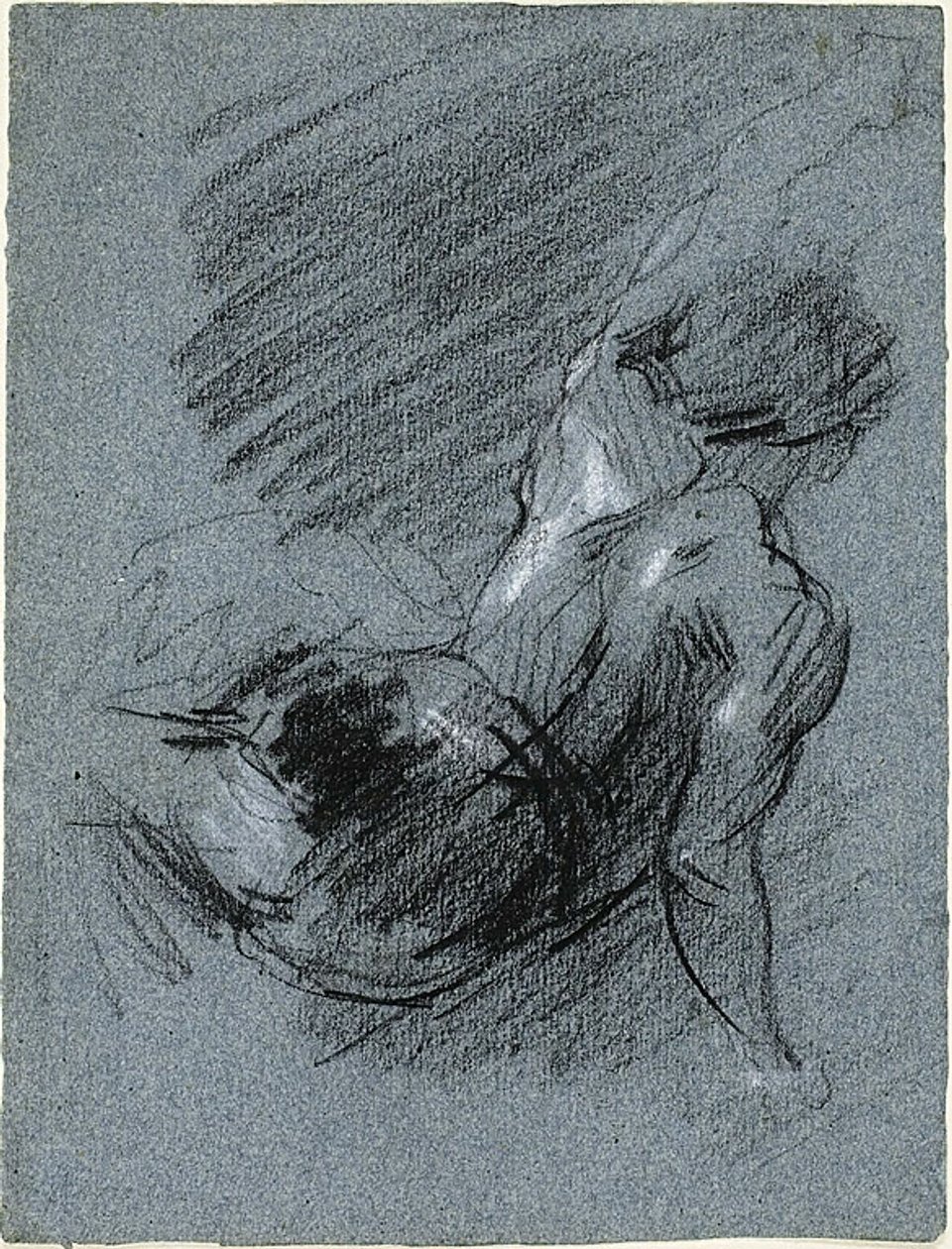 Ülő alak hátsó nézete, bal kar felemelésével alkotó: Jean Baptiste Carpeaux