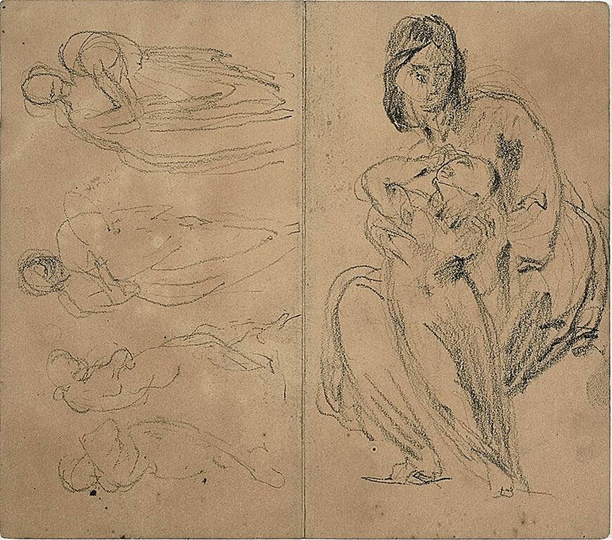 Vázlatok: Gyermek (recto); Ülő anya és gyermek (verso). alkotó: Jean Baptiste Carpeaux