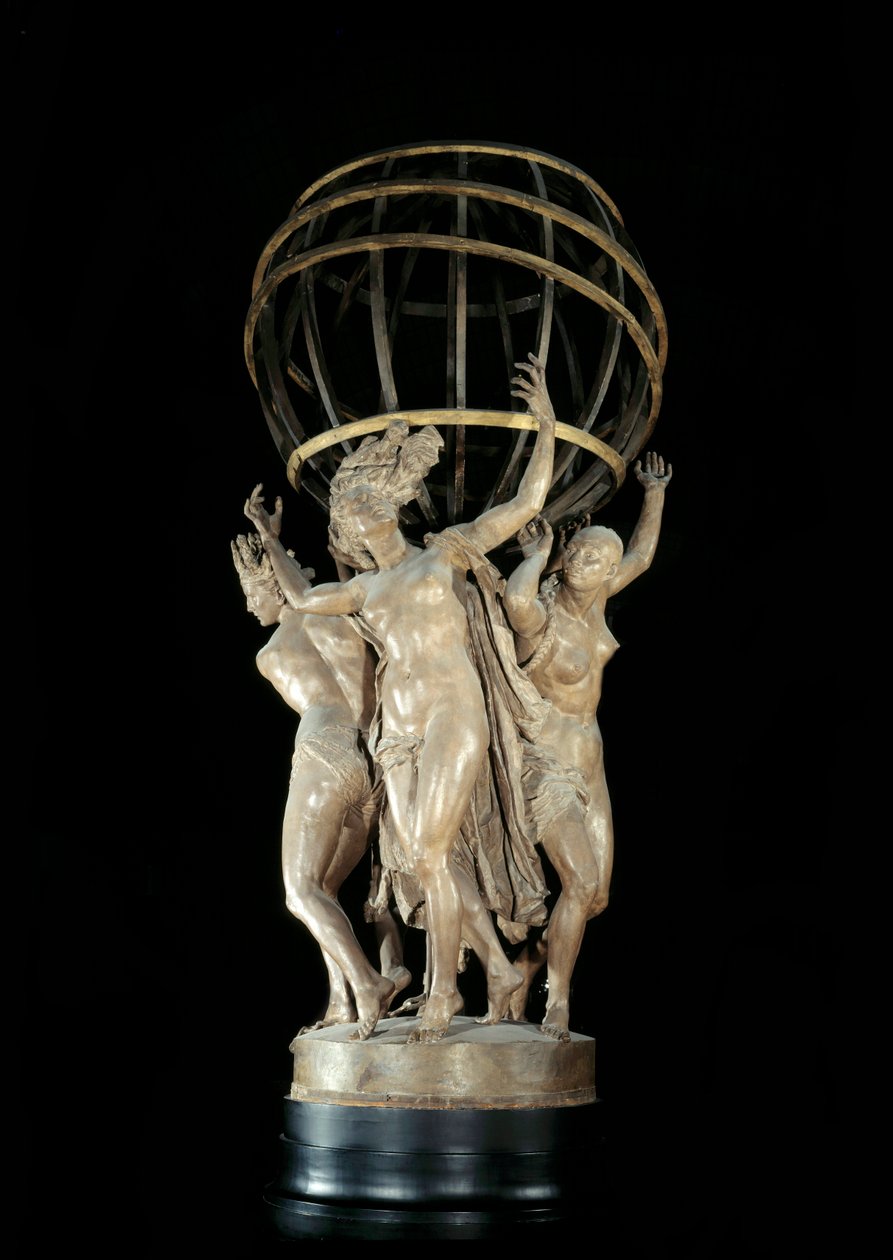 Jean Baptiste (Jean-Baptiste) Carpeaux földi szobrát támogató világ négy része (1827-1875) 19. századi Párizs, Musee d