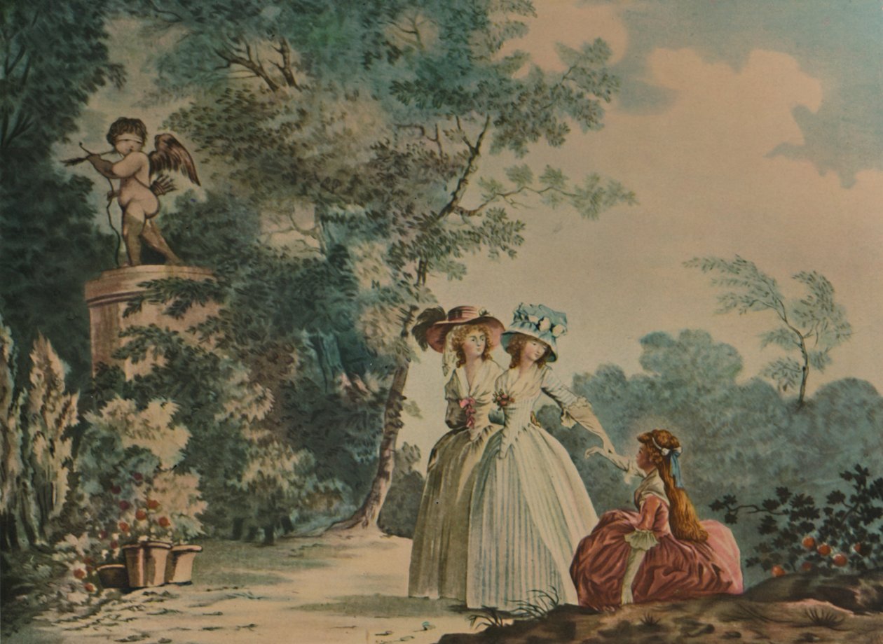 "Les Trois Soeurs Au Parc De Saint-Cloud", Három nővér a Parc Saint-Cloudban, c1790, 1913 alkotó: Jean Baptiste Chapuy
