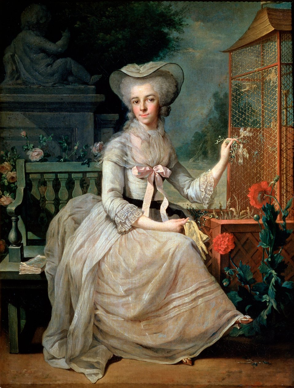 Fiatal hölgy egy ketrecben, 1784 alkotó: Jean Baptiste Charpentier the Elder