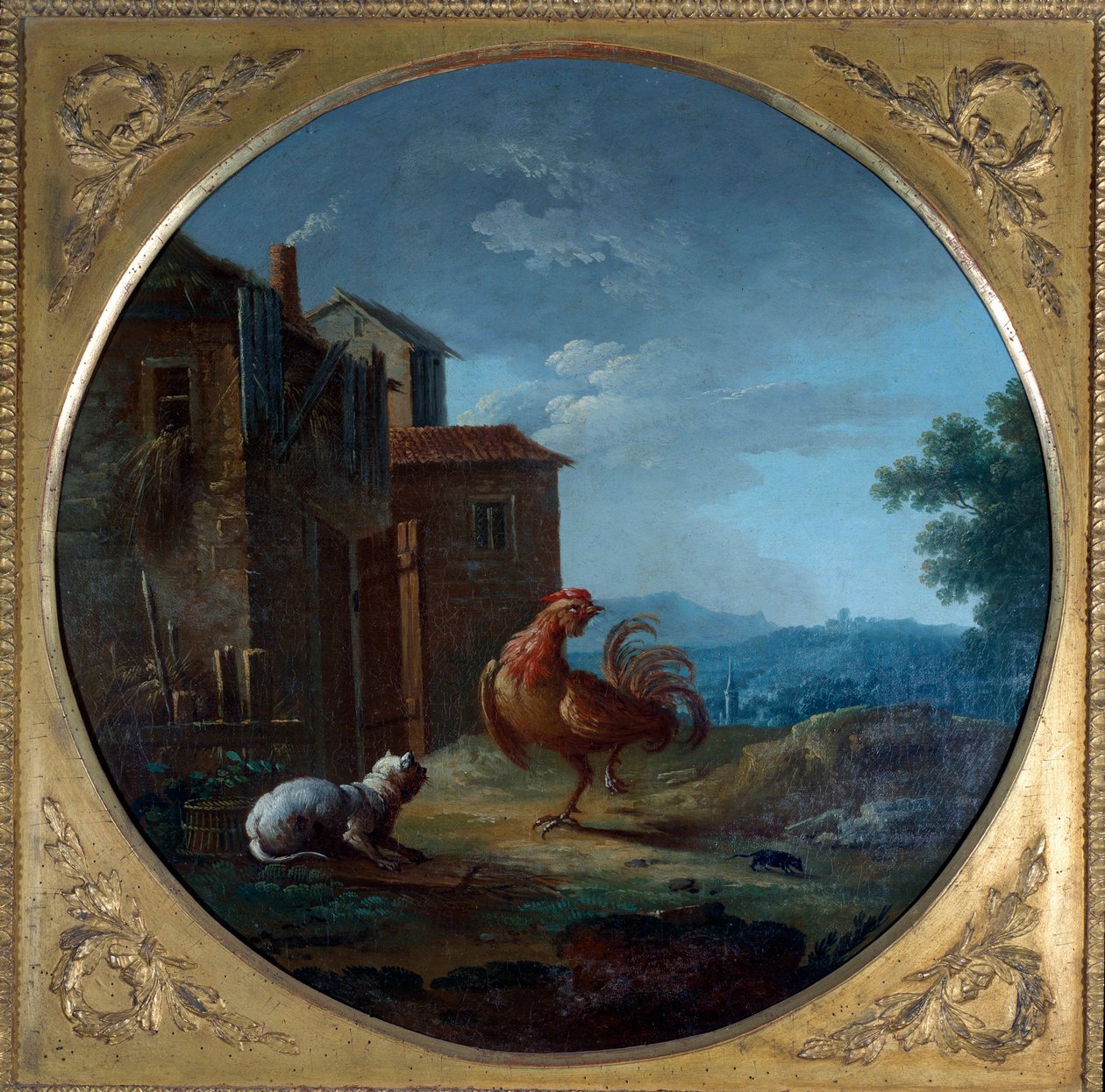 A disznó, a macska és az egér. Illusztráció Jean de La Fontaine meséjéhez. Jean Baptiste Claudot (1733-1805) festménye alkotó: Jean Baptiste Claudot