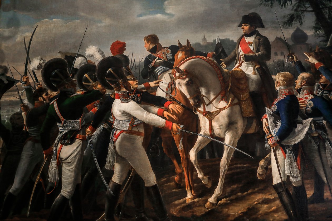 Bonaparte Haranguing a bajor és württembergi hadseregben Abensbergben alkotó: Jean Baptiste Debret