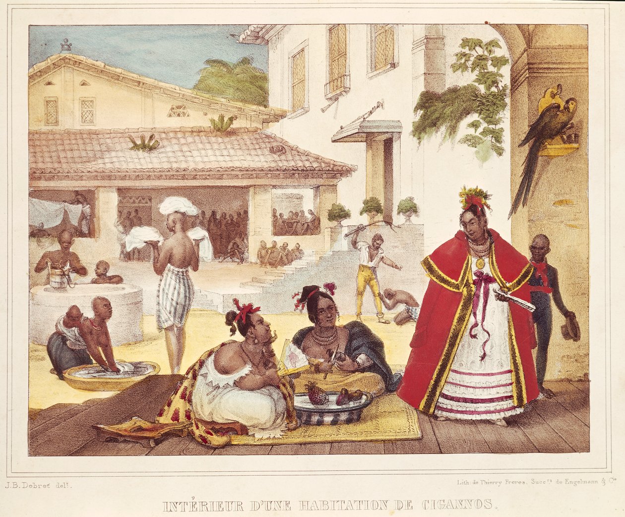 Egy cigány házának belseje, Brazília alkotó: Jean Baptiste Debret