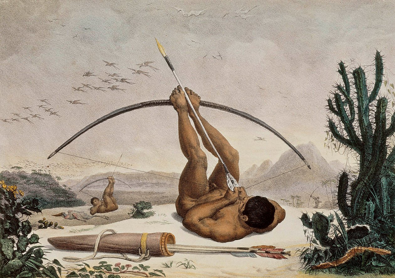 Natív íjászok, Illusztráció az Utazások Brazília belsejében című filmből, 1834 alkotó: Jean Baptiste Debret