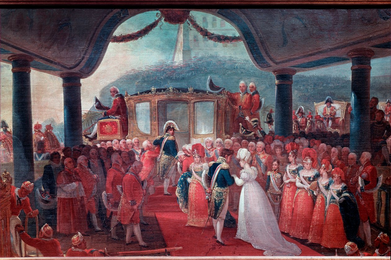 Mária Lipótné Habsburg-Lotaringia (Habsburg Lotaringia) vagy Ausztria (1797-1826) érkezése Rio de Janeiróba 1817-ben, hogy férjhez menjen I. Péter brazil császárhoz. A két vőlegényt VI. Joao portugál király kíséri (VI. János ismert mint a Cle alkotó: Jean Baptiste Debret