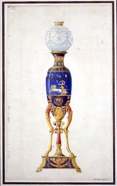 Porcelán lámpa kialakítása alkotó: Jean Baptiste Dedeban