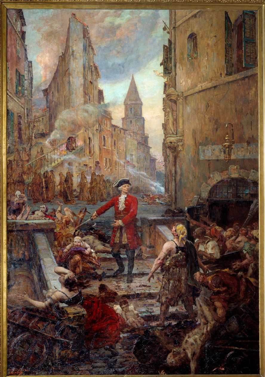 A Chevalier Roze a marseille-i Montee des Aroules-ban Nicola Roze (1675-1733) felszabadítja a marseille-i Armoules kerületet a pestiferek tetemei alól az 1720-as nagy pestisjárvány idején. Jean-Baptiste Duffaud (1852-1927) festménye alkotó: Jean Baptiste Duffaud