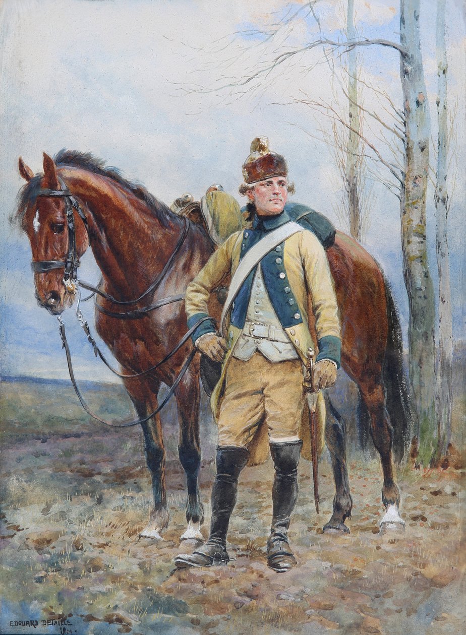 A Flandres Légió dragonyosa 1763-1766, 1901 (wc és gouache papíron) alkotó: Jean Baptiste Edouard Detaille