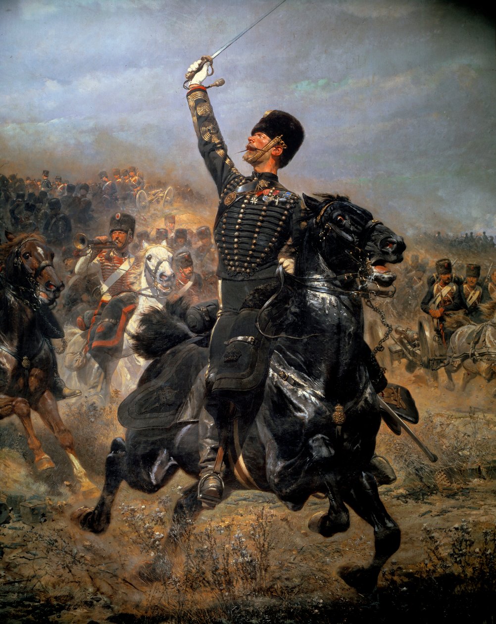 Üzemben, lovassági töltet (1870). Edouard Detaille festménye (1848-1912) alkotó: Jean Baptiste Edouard Detaille