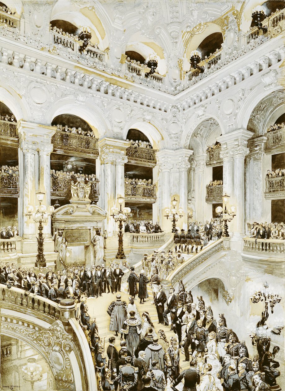 A párizsi Operaház felavatása, 1875. január 5., 1878. (wc és fehér papíron) alkotó: Jean Baptiste Edouard Detaille
