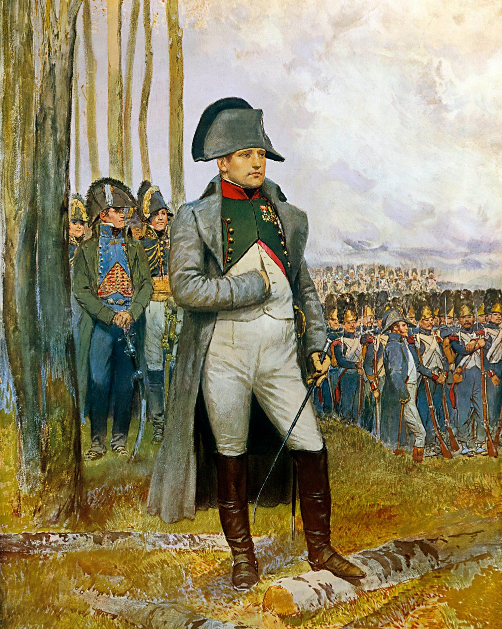 I. Napóleon és munkatársai a császári gárda gránátalmáját nézik – Edouard Detaille akvarell és gouache festése kartonra (1848-1912) 1911 V. 0,73x0,54 m - Párizs, Musee de l