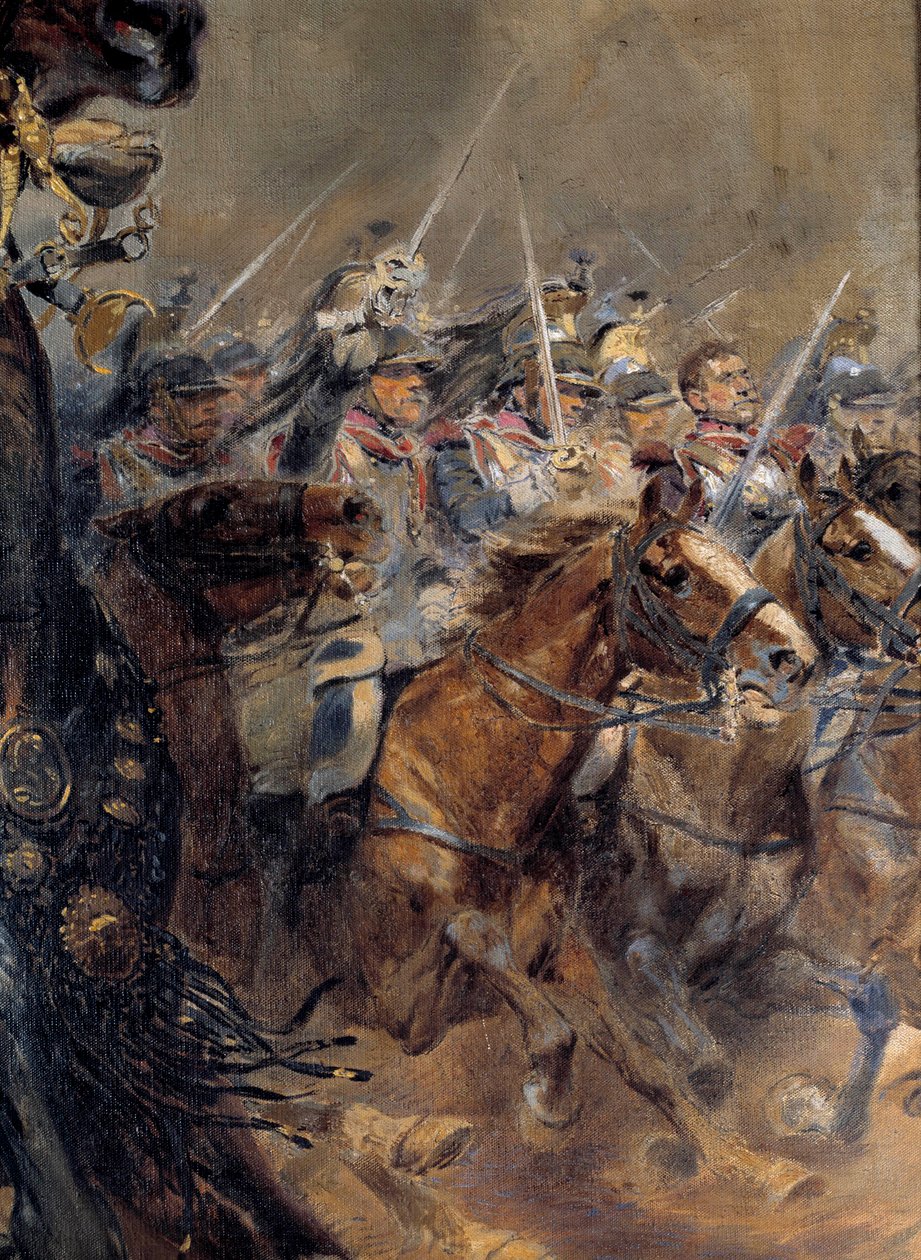 Napóleoni háború: Antoine Charles Comte de Lasalle tábornok (1775-1809) utolsó rohama, július 6-án Wagramban meghalt. alkotó: Jean Baptiste Edouard Detaille