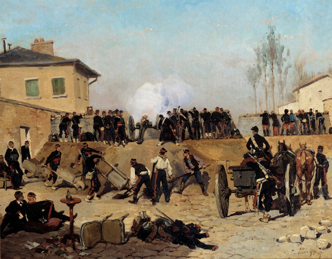 Párizs ostroma: „” harc Villejuifban 1870. 09. 19-én”” Edouard Detaille (1848-1912) festménye 1870 V. 0,55x0,67 m Párizs, Muse d