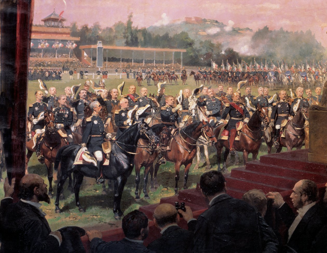 Jules Grevy elnök zászlóosztása Longchampban Leon Gambetta jelenlétében július 14-én alkotó: Jean Baptiste Edouard Detaille