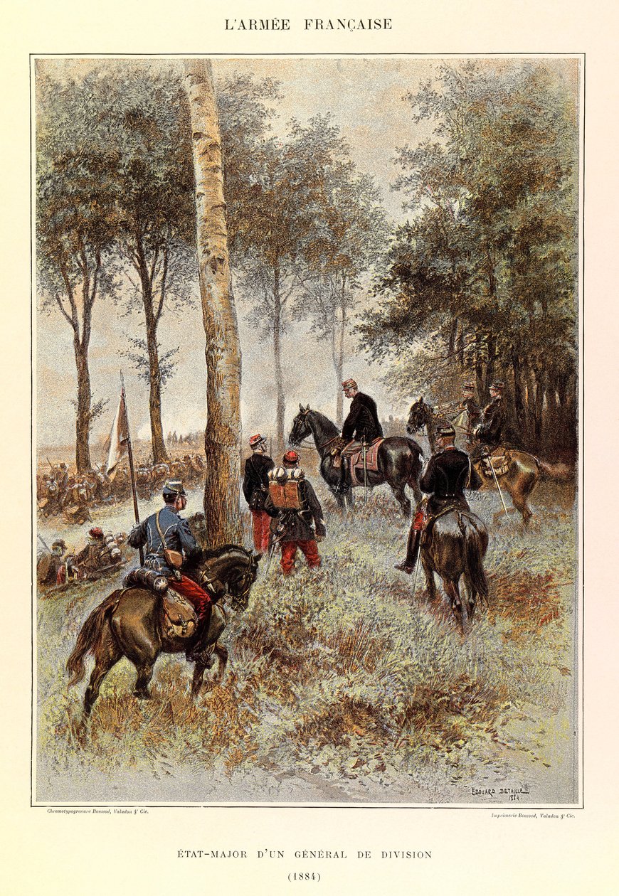 Jules Richard százados francia hadseregének típusai és egyenruhái, illusztrálta: Edouard Detaille (1848-1912): Egy hadosztálytábornok állománya 1884-ben, Magángyűjtemény alkotó: Jean Baptiste Edouard Detaille