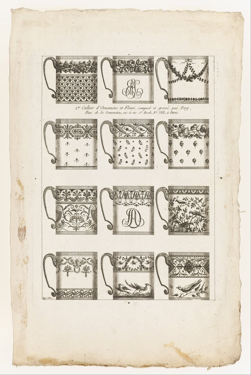 Designs for Chocolate Cups, Plate 1 from 1st Cahier d