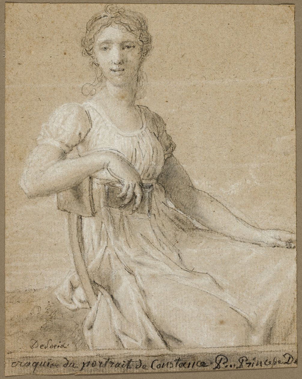 Constance Pipelet portréjának vázlata (recto); női fej (verso) alkotó: Jean Baptiste Francois Desoria