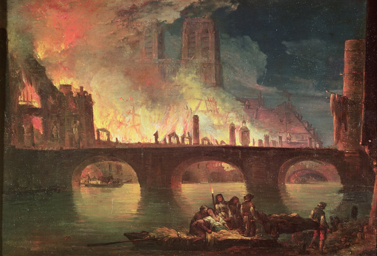 Tűz a Hotel-Dieu-ban 1772-ben alkotó: Jean Baptiste Genillion