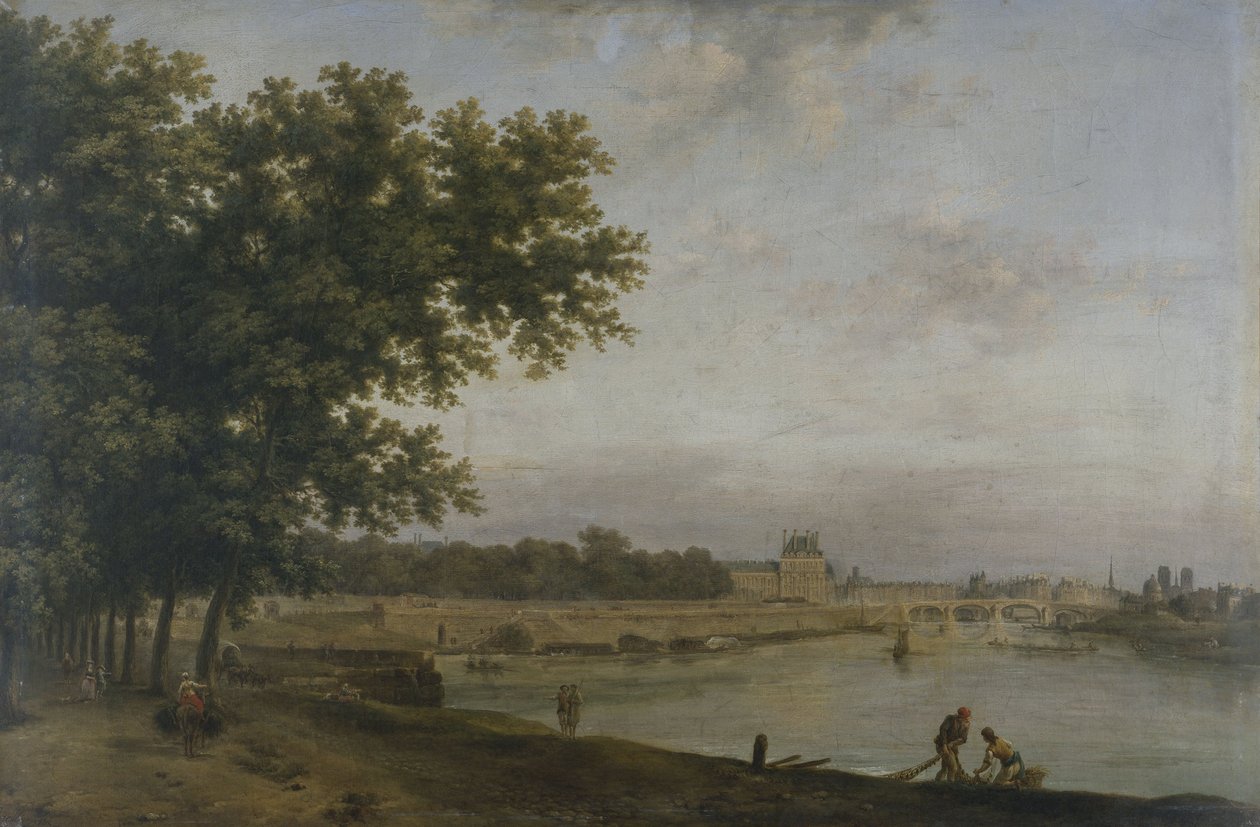 A Tuileriák és a Pont Royal, a Cours-la-Reine felől nézve, 1783-ban (olaj, vászon) alkotó: Jean Baptiste Genillion