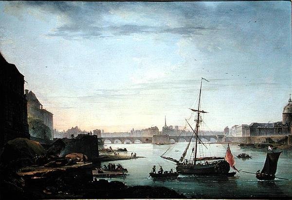 Kilátás a Pont Neuf-ra, Párizs, reggel hatása (olaj, vászon) (párért lásd: 155782) alkotó: Jean Baptiste Genillion