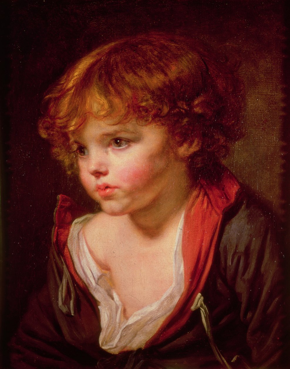 Egy szőke hajú fiú nyitott inggel alkotó: Jean Baptiste Greuze