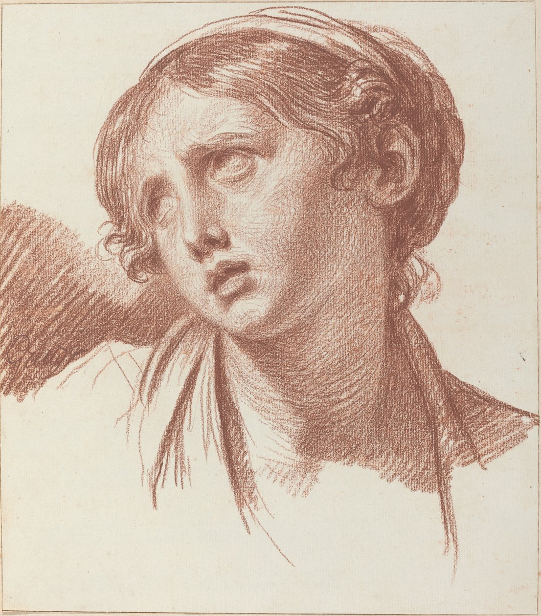Egy fiatal lány felfelé néz alkotó: Jean Baptiste Greuze