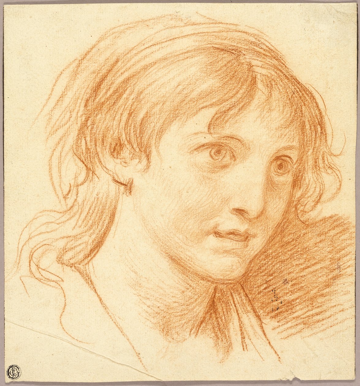Egy lány feje fix szemekkel alkotó: Jean Baptiste Greuze