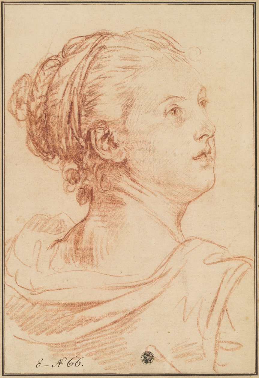 Egy nő feje, aki visszanéz a válla fölött alkotó: Jean Baptiste Greuze
