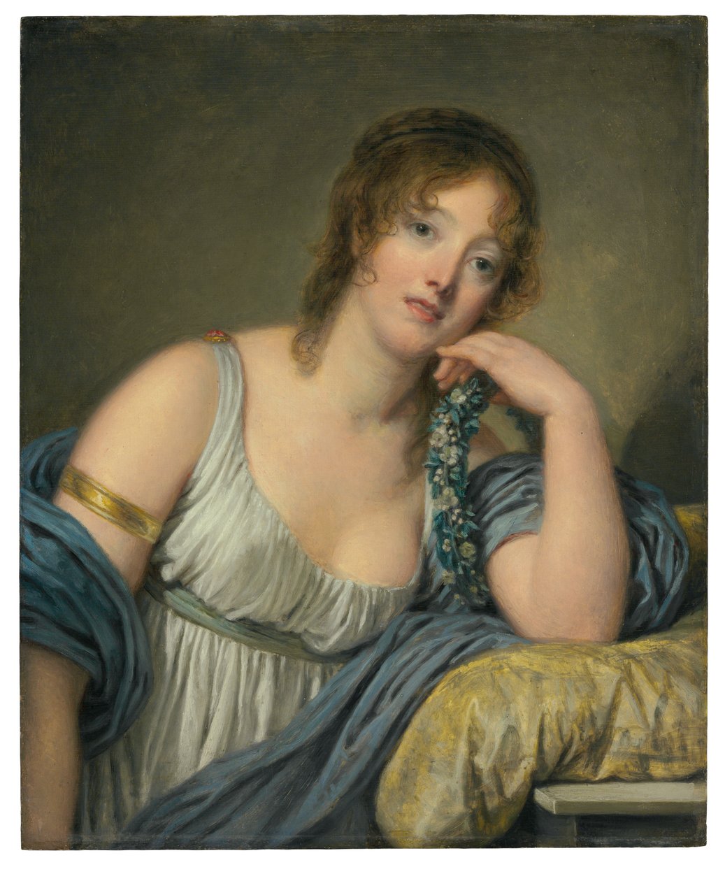 Jeanne Philiberte Ledoux (1767–1840) portréja, félalakos (olaj, tábla) alkotó: Jean Baptiste Greuze