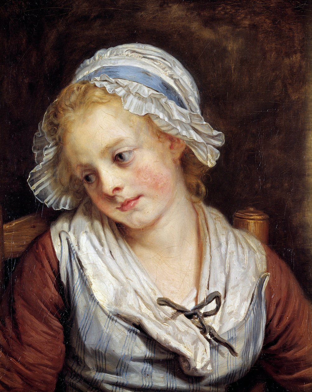 Egy leányzó portréja Jean-Baptiste Greuze (1725-1805) festménye. 1765. Dim. 0,45x0,37 m. Chantilly, Musee Conde – Egy fiatal lány portréja. Jean-Baptiste Greuze (1725-1805) festménye. 1765. 0,45 x 0,37 m. Conde Múzeum, Chantilly, Franciaország alkotó: Jean Baptiste Greuze