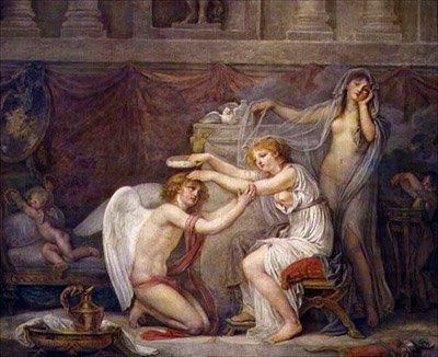 A szerelmet megkoronázó psziché alkotó: Jean Baptiste Greuze