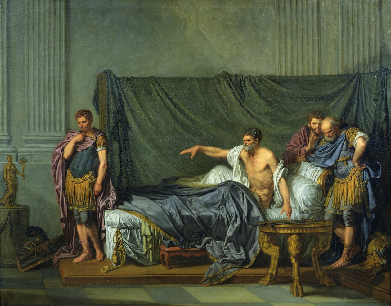 Perselus császár megdorgálja fiát, Caracallát, amiért meg akarta gyilkolni, 1769 alkotó: Jean Baptiste Greuze