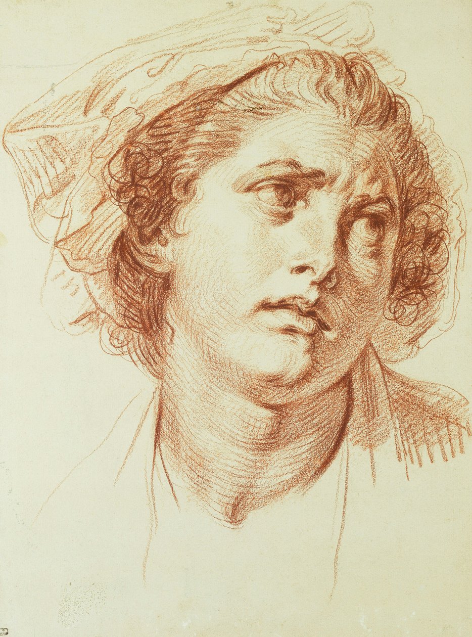 Egy nő feje, aki jobbra néz, alkotó: Jean Baptiste Greuze