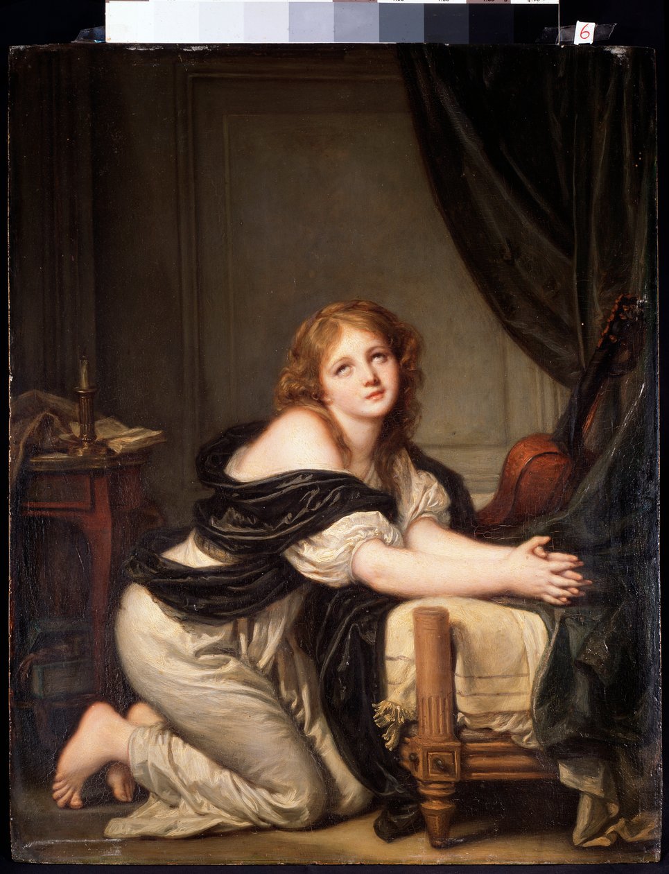 A reggeli ima (olaj, vászon alkotó: Jean Baptiste Greuze